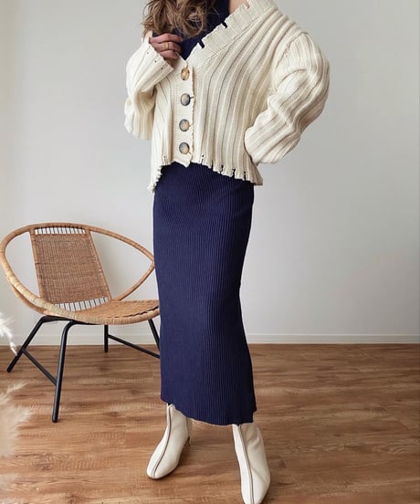 KNIT CARDIGAN×TANK DRESS