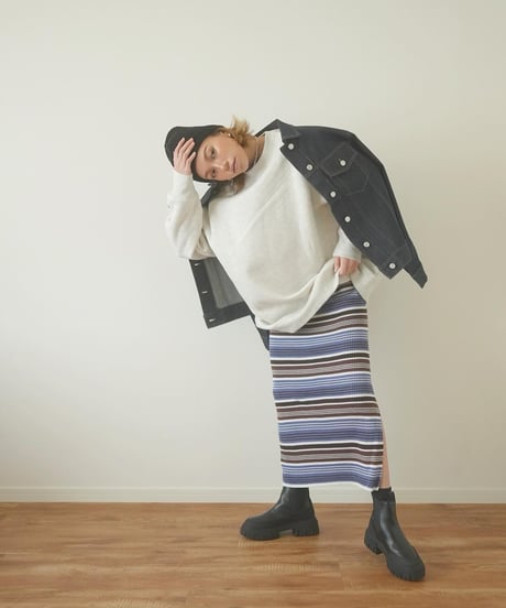 HAPPY BOX(MULTI BORDER KNIT OP)