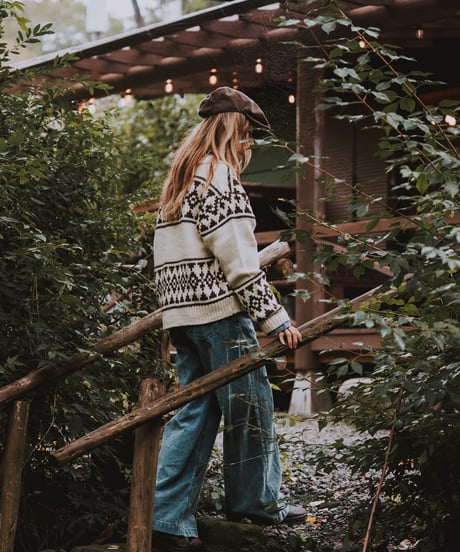NORDIC CABIN KNIT ZIP BLOUSON - IVORY