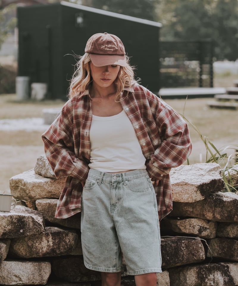 LOOSE FLANNEL CHECK SHIRT - RED | Sun Vivian