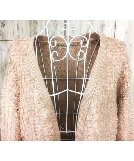 モヘアループニットカーデ(PINK BEIGE)