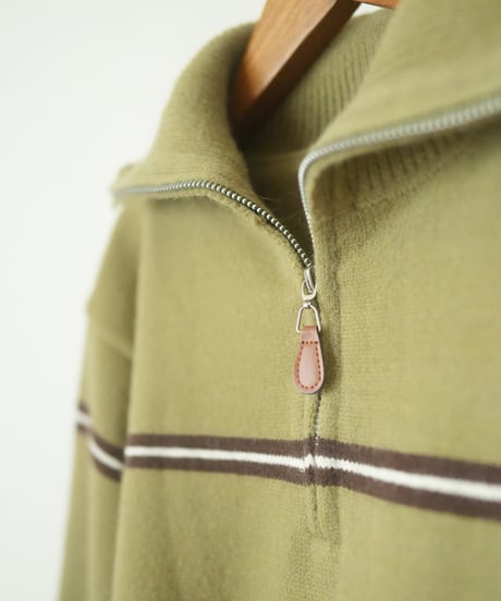 HALF ZIP BORDER KNIT