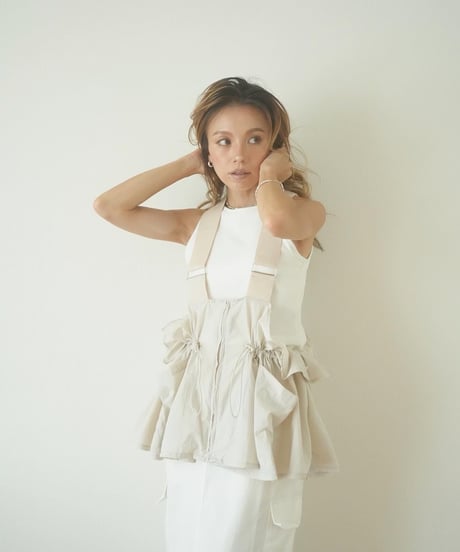 DRAWSTRING FRILL VEST