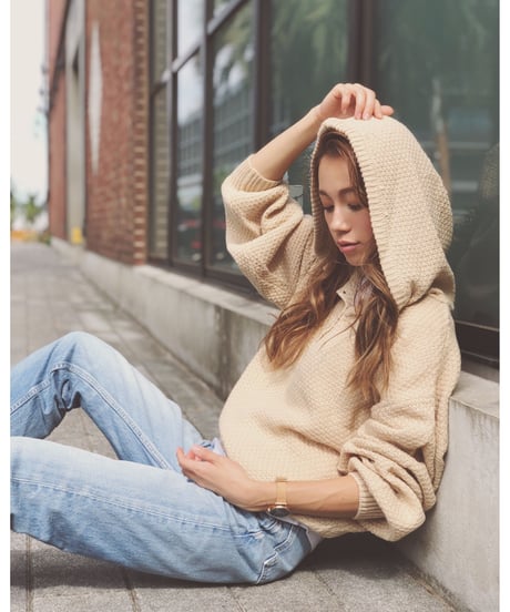 BUTTON KNIT HOODIE