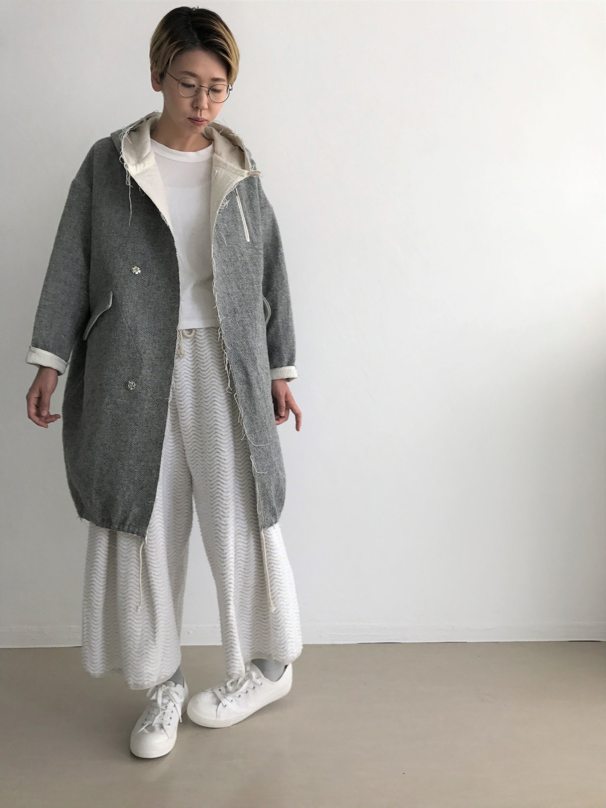 サイズ1 （実寸L） sneeuw スニュウ ハリスツイード 青 モッズ