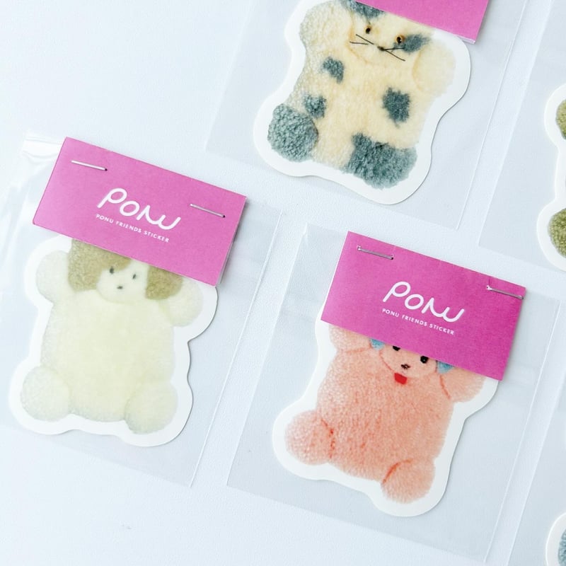 PONU】ラグぬいぐるみのステッカー (縦バージョン 5種類) | Gumee