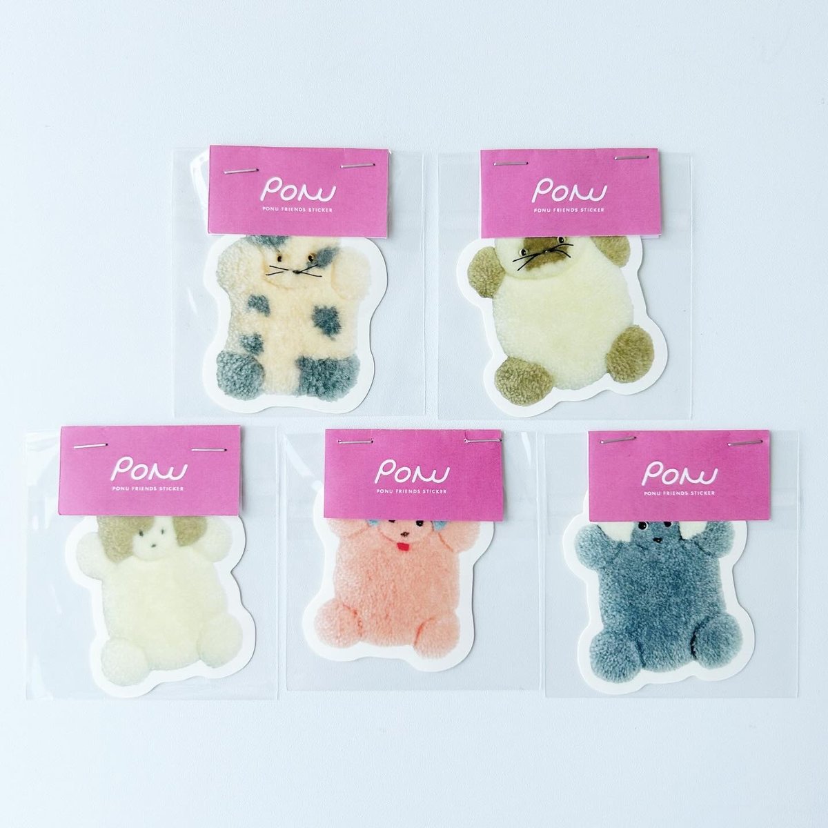 PONU】ラグぬいぐるみのステッカー (縦バージョン 5種類) | Gumee