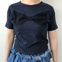 【cikolata】天竺リボンTシャツ(ネイビー)
