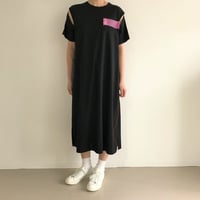 【zaziquo】stitch on pocket ワンピース（BLACK）