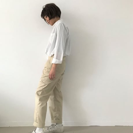 【zaziquo】ポケットプリントセンタープレスパンツ(ベージュ)