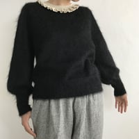 【cikolata】モヘアボリューム袖プルオーバー(ブラック)