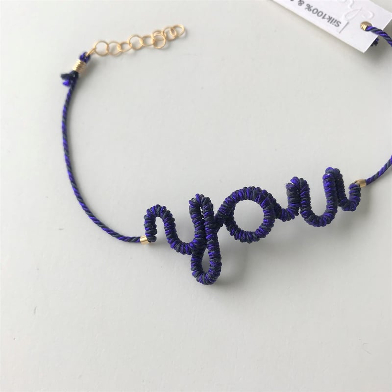 e.m. Juemi コラボ　チェーンブレスレット　アクセサリー chankae】くみひもブレスレット／ ”you” （紺） | Gumee