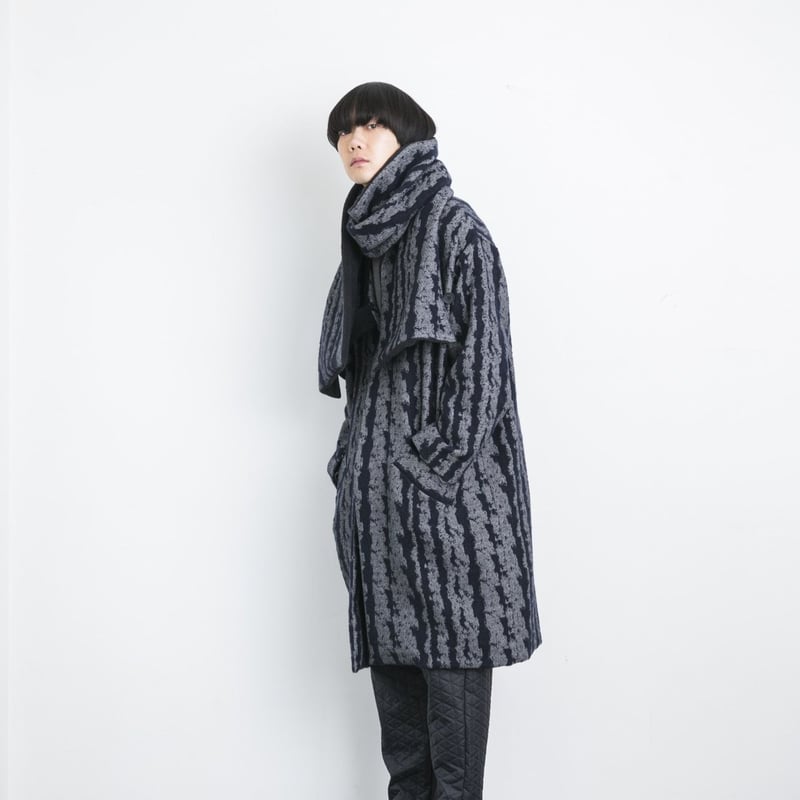 sneeuw】フロッタージュJQマフラーコート(ネイビー・メンズ