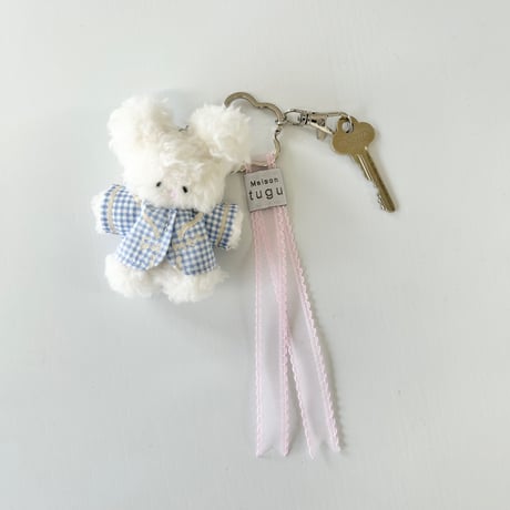 【Maison tugu】くまちゃんキーホルダー (おはなの金具)