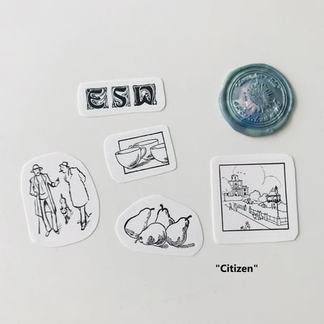 【ekot spectrum works/檸檬はソワレ】Original Wrapping Sticker Set (シール5枚+シーリングワックスステッカー1枚) ／I～P