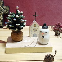 クリスマスミニオブジェ＊松ぼっくりツリーとシルクハットのスノーマン