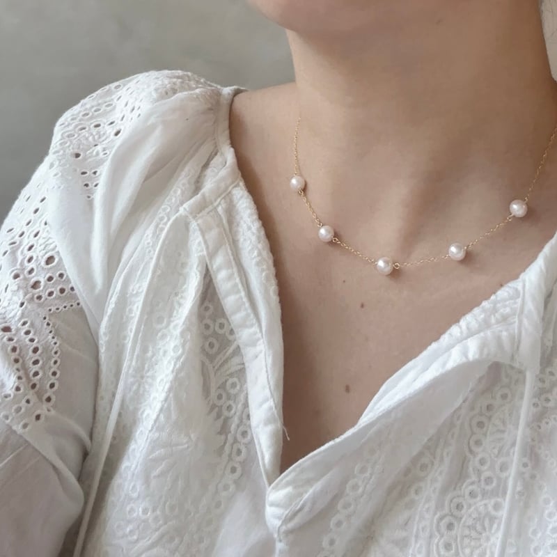 安心メルカリ便】WGステーションネックレス 3連ネックレス あこや真珠