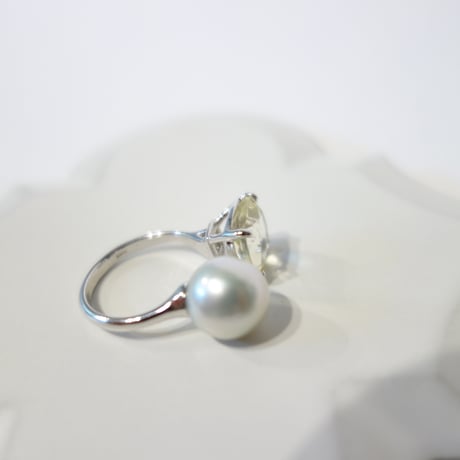 Akoya Perl＋Lemon Quartz RING