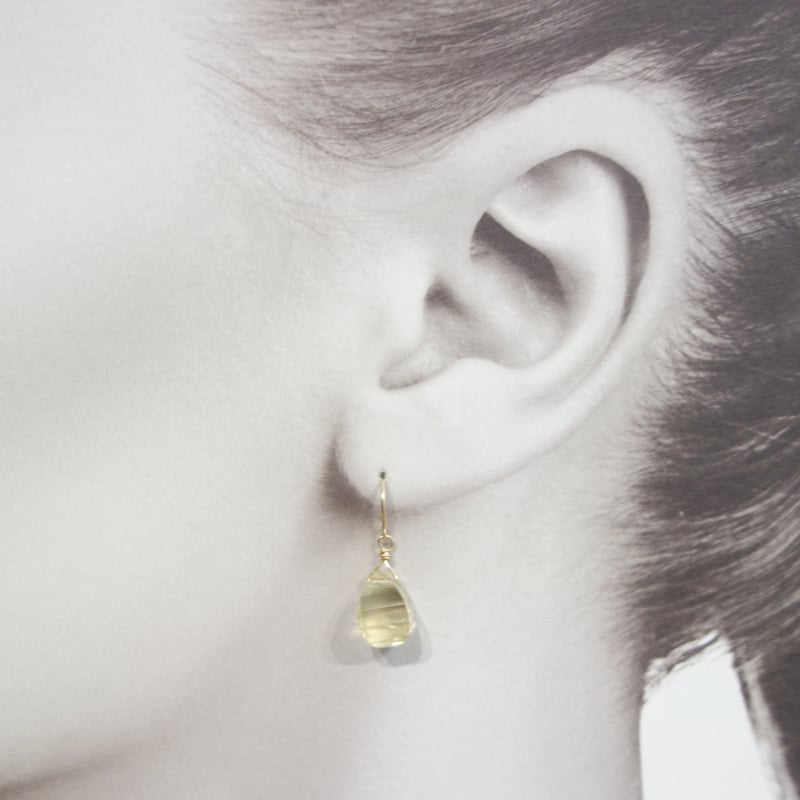 レモンクオーツ ラウンドカービングピアス