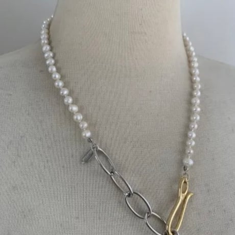volume chain pearl necklace BRN-3484　 〜bluerank〜