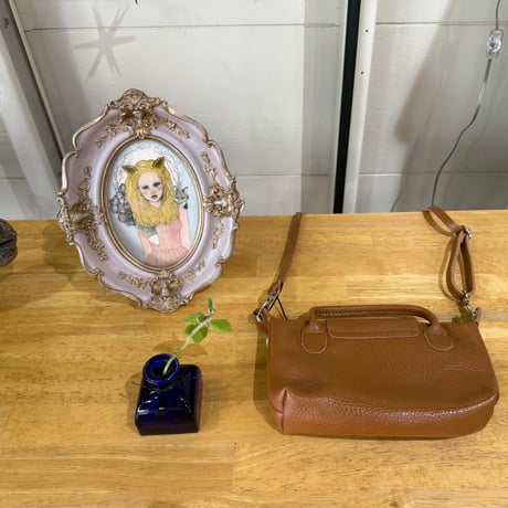 【MILLELA FIRENZE】レザーショルダーミニバッグ　キャメル