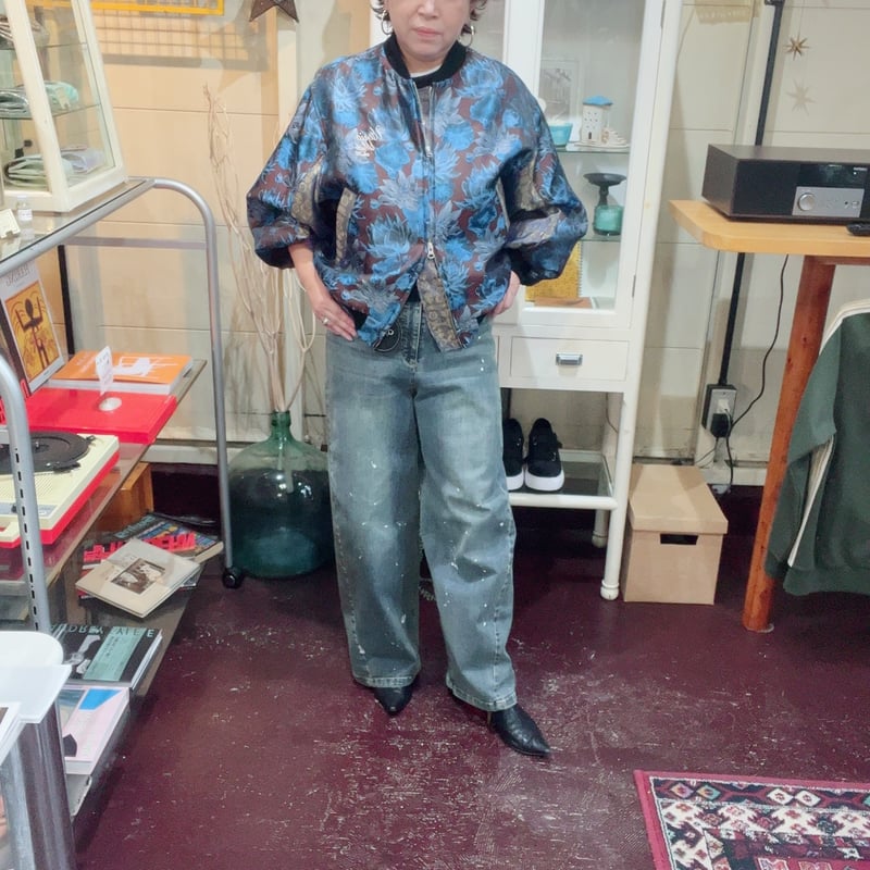 2025winter ayane ペイント加工バレルレッグデニムパンツ 875815 〜ay