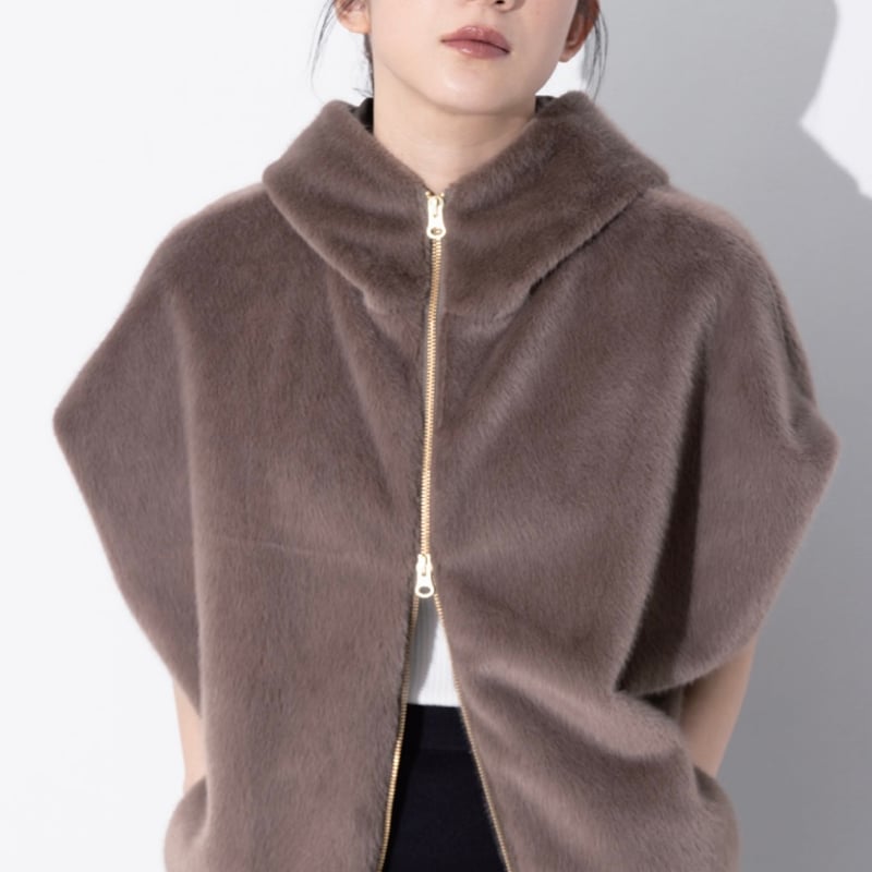 サンムーン ミンクファー ベスト 牛革 希少 高級 黒 ブラック M L