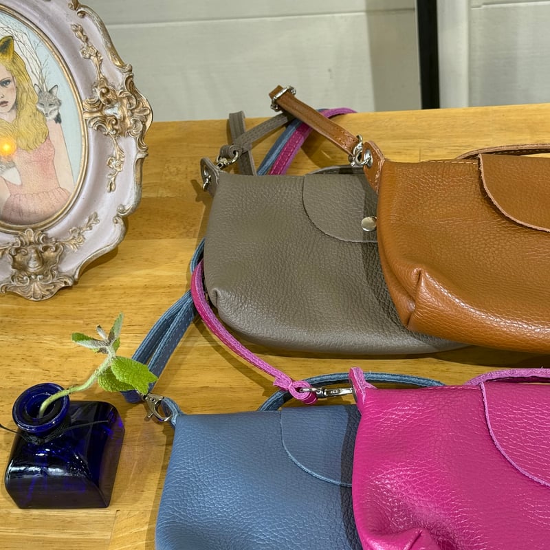 MILLELA FIRENZE】レザーショルダーミニバッグ ブルーグレー | selects