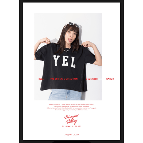 2026pre spring  YEL Tシャツ（パウダー加工）　~margaux vintage~ MG CT-26033-S
