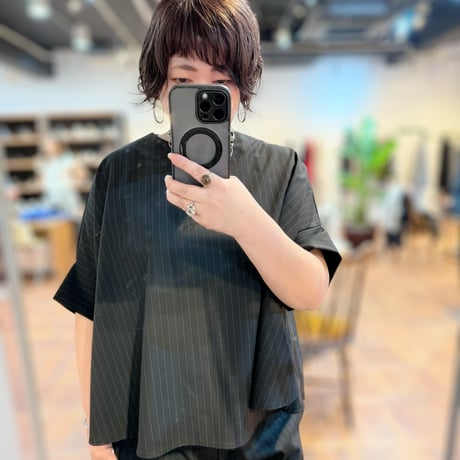 Margaux Vintage ノーカラージャケット ダークネイビー ダブルクロスノーカラージャケット |FUNNY COMPANY+