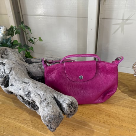 【MILLELA FIRENZE】レザーショルダーミニバッグ　ダークピンク