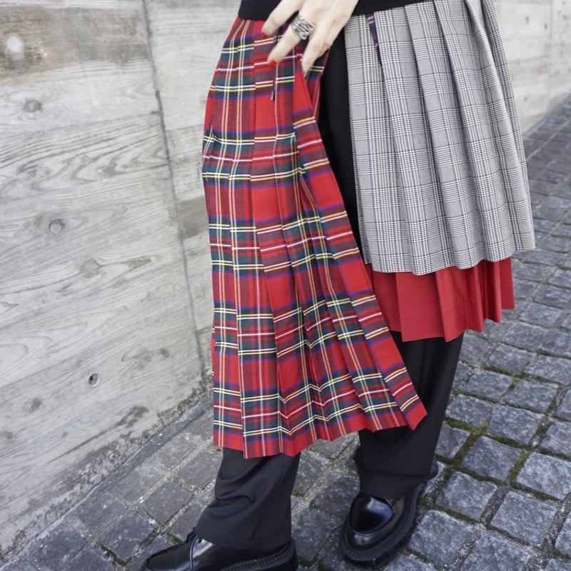 2026AutumnThomas magpie トーマスマグパイ チェックラップドプリーツ