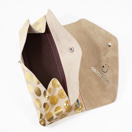 ドットレザーロングウォレット【Dot Leather Long Wallet 】SAKURA/さくら　～carmine～