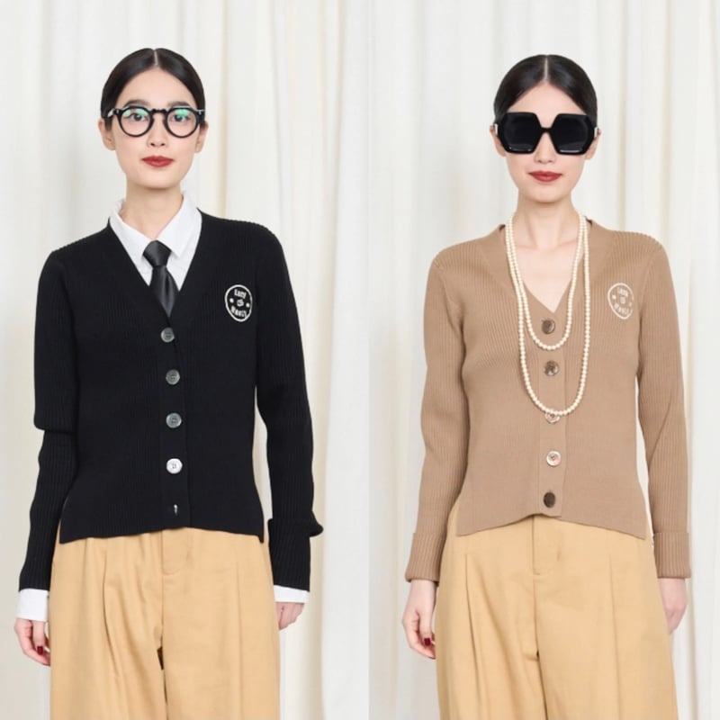 ✨️希少✨️THOMAS MAGPIE トーマスマグパイ リブ編みカーディガン THOMASMAGPIE Vネックリブカーディガン -ブラック | grasol