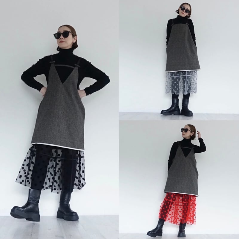 新品未使用☆トーマスマグパイフレアスカート 黒 チュールプリント トーマスマグパイ チュールプリントスカート ブラック THOMASMAGPIE