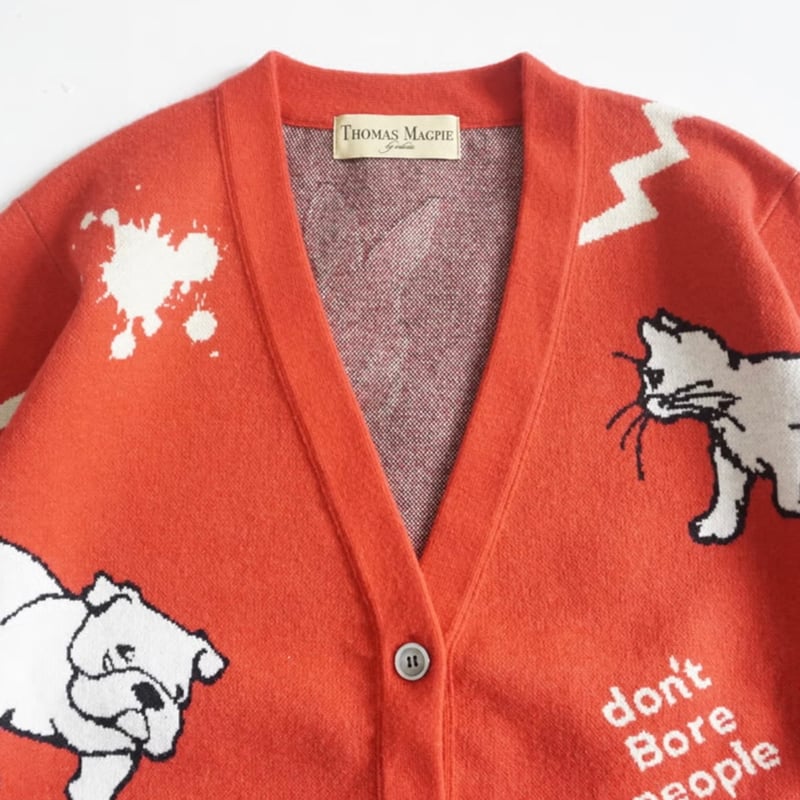 未使用級✨️THOMAS MAGPIE トーマスマグパイ カーディガン ニット 受注予約商品！2025winterトーマスマグパイ Thomas magpie アニマルBI