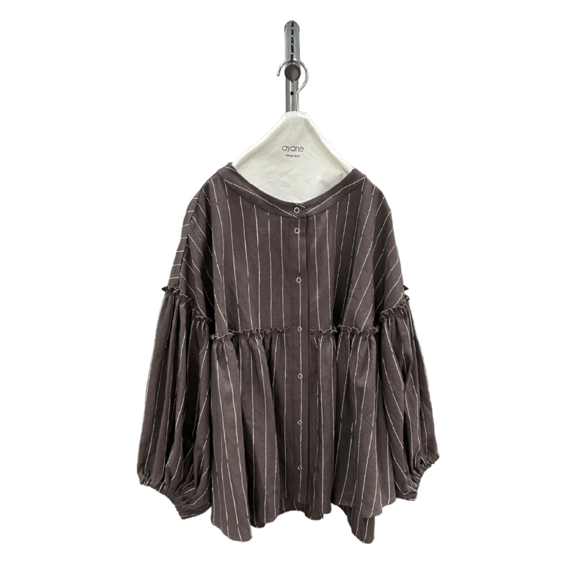2026mid summer ayane 836619ピンストライプボリュームスリーブシャツ