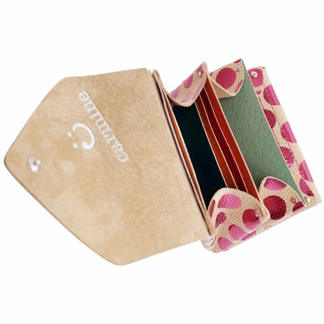 ドットレザーミニウォレット 【Dot Leather Mini Wallet 】sakura　～carmine～