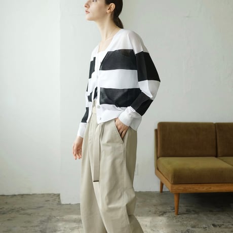 【EN’DAY】8251-0206 ボーダーシアーカーディガン