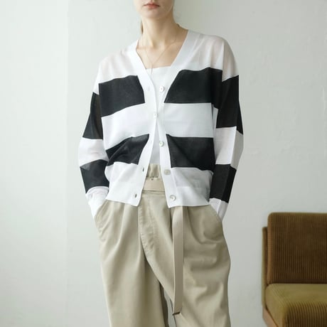 【EN’DAY】8251-0206 ボーダーシアーカーディガン