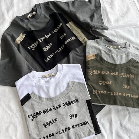COTTON天竺　ガーゼTAPEプリントTシャツTOPS【BB21-902】 ~BLANC basque~