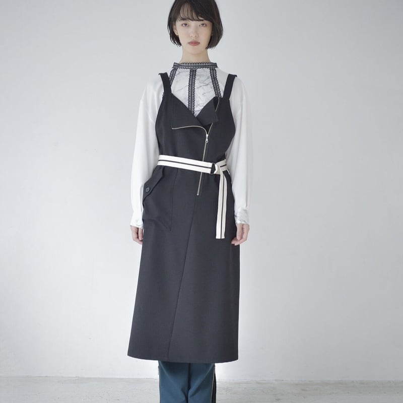 【新品】ジャンパースカート La SRIC / アシメZIP-JSK カーキ