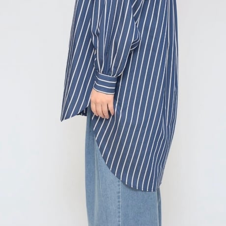 【これぞ大人シャツ！！】バックプリーツストライプブラウス - LEZ-2409B ネイビー - ~praia~