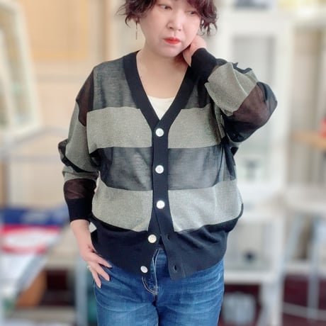 【EN’DAY】8251-0206 ボーダーシアーカーディガン