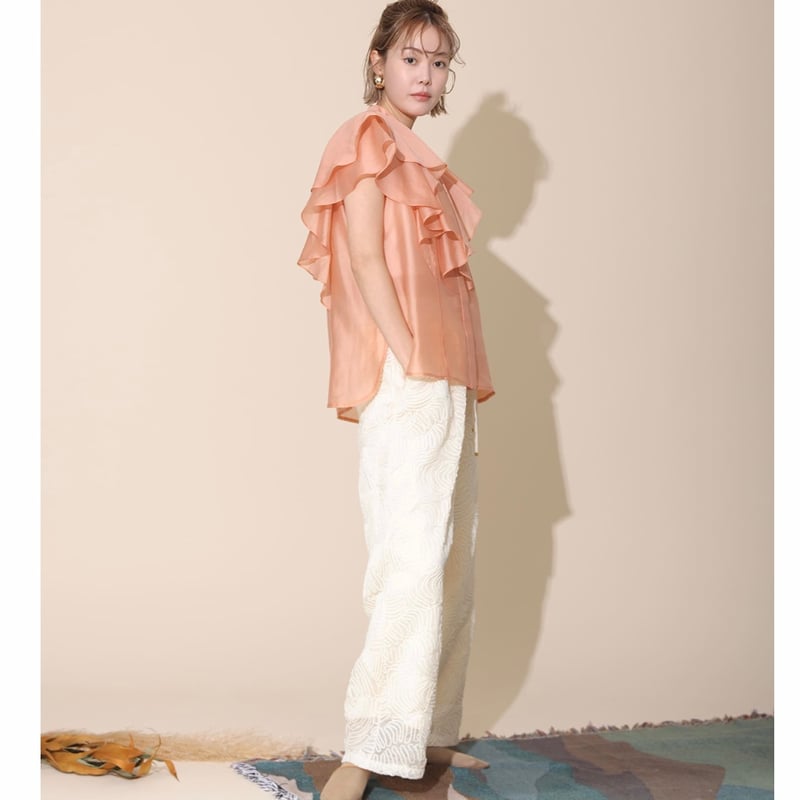 セリ様   フリルブラウス 12closet(トゥエルブクローゼット)の【コラボ】【洗える】レース