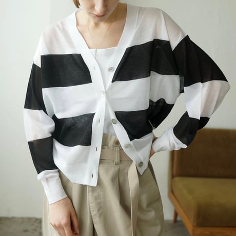 【EN’DAY】8251-0206 ボーダーシアーカーディガン