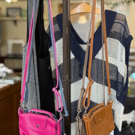 【MILLELA FIRENZE】レザーショルダーミニバッグ　モカブラウン