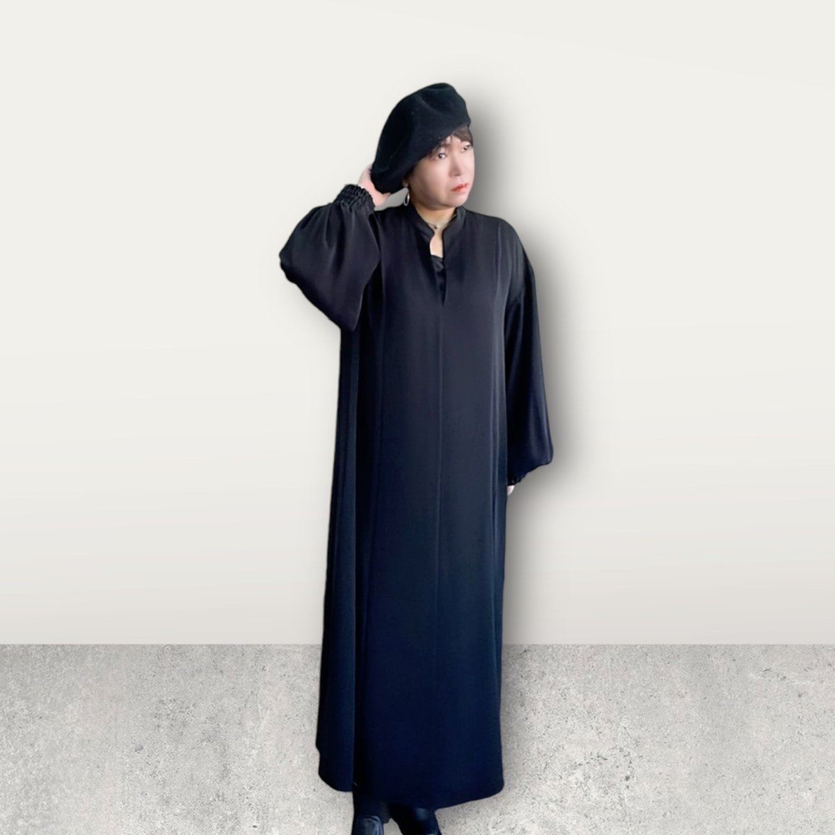 ayane 合繊セミフレアワンピース ブラック ayane 合繊セミフレアワンピース ブラック