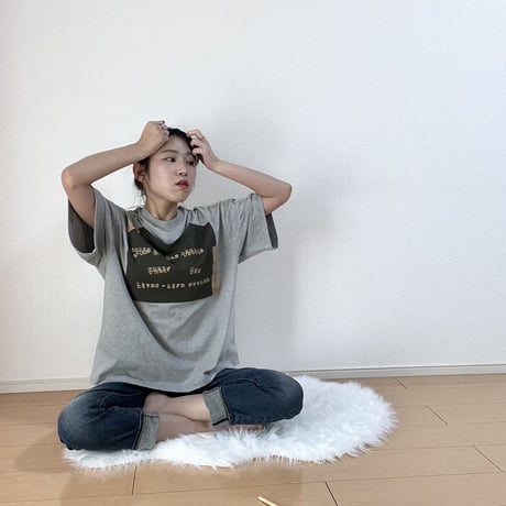 COTTON天竺　ガーゼTAPEプリントTシャツTOPS【BB21-902】 ~BLANC basque~