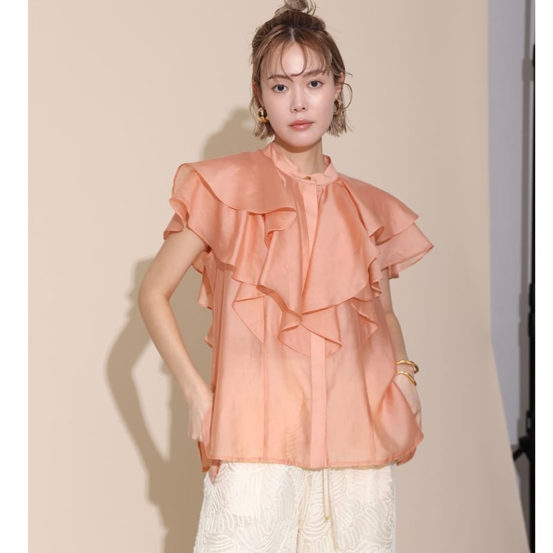 セリ様   フリルブラウス 12closet(トゥエルブクローゼット)の【コラボ】【洗える】レース